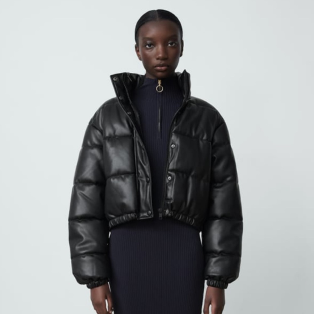 Faux leather puffer jacket